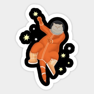 Space cat. Cat astronaut in an orange spacesuit Sticker